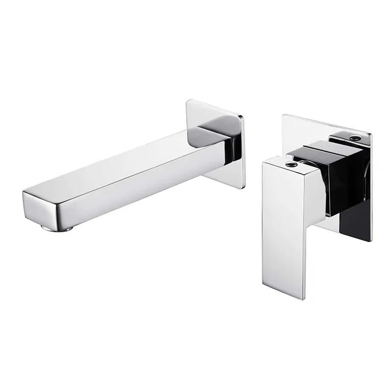 Robinet de lavabo cascade mural chromé doré pour une vasque moderne et épurée