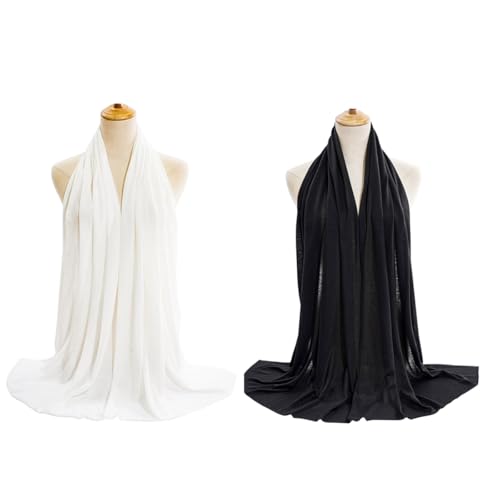 Hair Wrap Solid Color Stretch Hijab Long Scarf Jersey Turban Fashion Head Scarf Soft Head Wraps for Women BA173