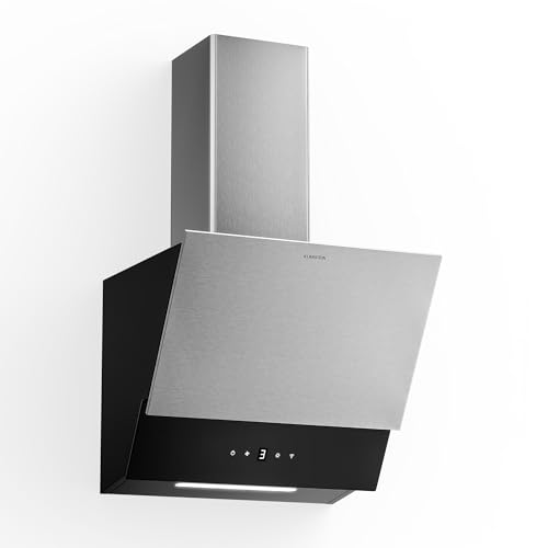 Klarstein Verosteel Campana Extractora 45 cm   624 m³/h, Eficiencia A++, LED, Táctil, Filtro Carbón, Acero Inoxidable & Cristal, Silenciosa, Decorativa, Extractor Cocina