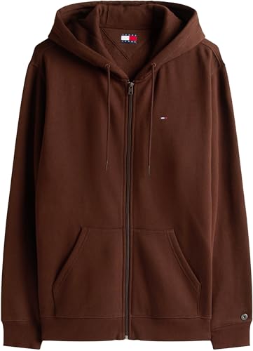 Tommy Jeans Herren Hoodie mit Reißverschluss Flag Zip Thru mit Kapuze, Braun (Rich Brown), S – Ansicht 5