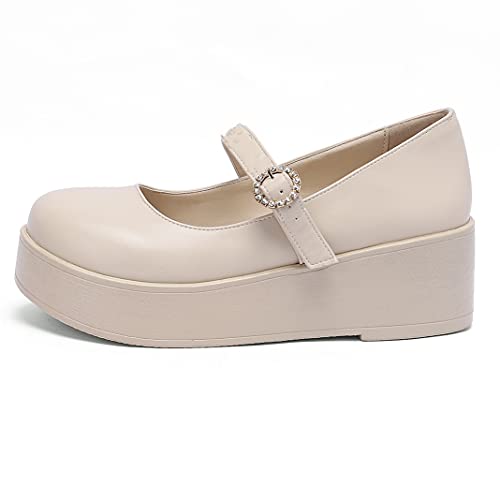 UniqueStride Women Mary Jane Wedges Platform Wedge High Heels Pumps Round Toe Lolita Goth Shoes2