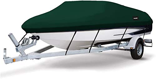 MSC Heavy Duty 600D Marine Grade Polyester Canvas Trailerable Waterproof Boat Cover,Fits V-Hull,Tri-Hull, Runabout Boat Cover (Model H - Length:23'-24' Beam Width: up to 102", Forest Green)