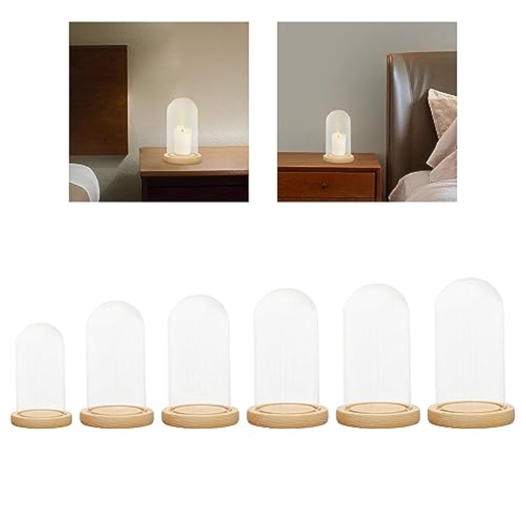 Clear Glass Dome Cover Stand with Wood Base
