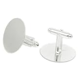 Bacabella 20230 Manschettenknöpfe 25x25mm 25mm Fläche Rohling Silber (2 Stück)