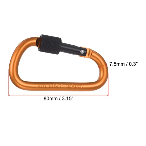 PATIKIL Locking Hook 3", 4 Pack Aluminum D Ring Shape Clip Screw Gate Lock Quick Link for Keychain Outdoor Camping Hiking Orange - Image 2