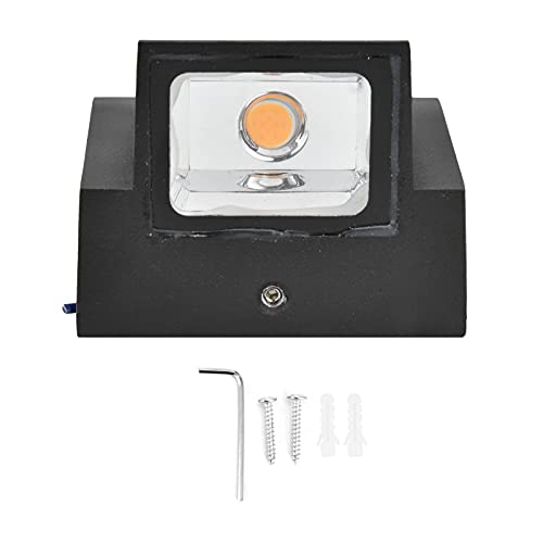Segrehy Luz de pared al aire libre 5W COB luz cálida lámpara impermeable aleación de aluminio IP65 impermeable patio jardín iluminación de pared negro 3.0x3.1x2.5in