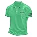Mens Christian Cross Polo Shirts American Flag Short Sleeve Golf Clothes 4th of July USA Flag Casual Patriotic Tops