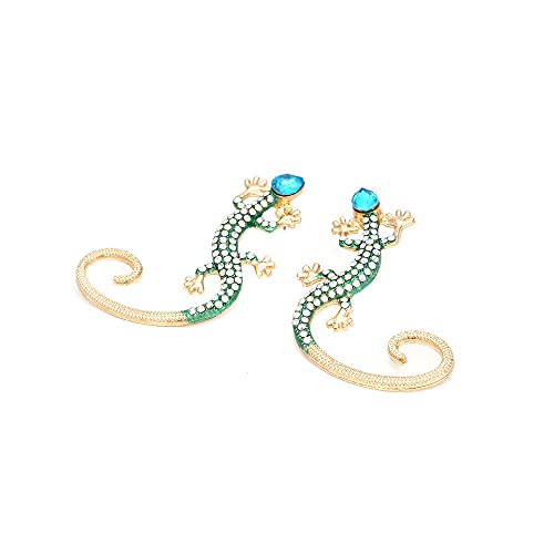 Yissw Retro Crystal Gecko Lizard Animal Stud Earrings For Women Girls Jewelry Gifts #TOP3
