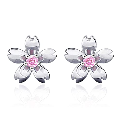 Pendientes para mujer flor de melocotón rosa para eventos de día