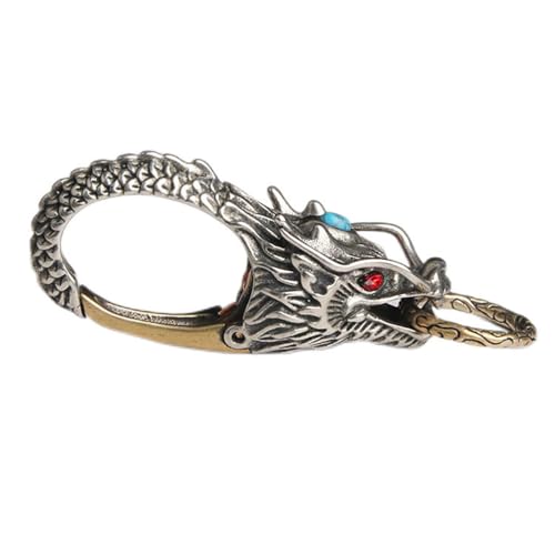 Porte-clés tête de dragon en laiton anti-perte solide