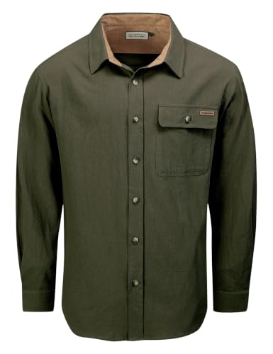 Drazivon Men's Button Down Long Sleeve 100% Cotton Flannel Shirt Green S - image 1