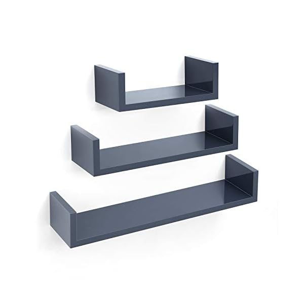 SONGMICS Wall Shelf Set of 3 Floating Shelves Storage 60/45/30 cm MDF Weight Capacity 15 kg
