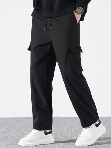 Image of Cargo Pants for Men | Cotton Cargo Trousers|Cargo for Men |Cotton Cargo Pant |Drawstring Waist Pant Multi Pocket Utility Wear