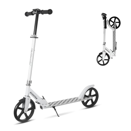 Nattork Scooter für Kinder 8-12, Jugendliche und Erwachsene, Höhenverstellbarer, Faltbarer Kick Scooter mit großen, Scooter für Jungen und Mädchen-Weiß Nattork Scooter für Kinder 8-12, Jugendliche und Erwachsene, Höhenverstellbarer, Faltbarer Kick Scooter mit großen, Scooter für Jungen und Mädchen-Weiß