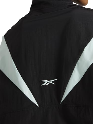 Reebok Women’s Woven Jacket, Standard Fit, Lightweight Nylon Woven Fabric, Black/Glitch Aqua, Small - image 5