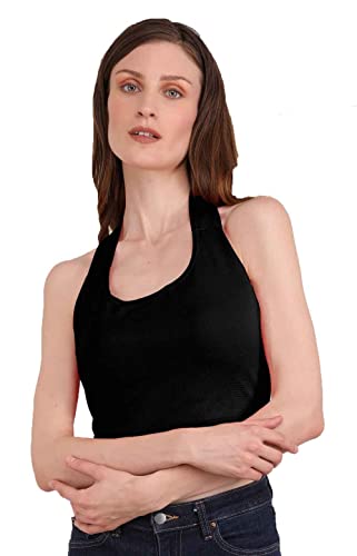 Image of THE BLAZZE 1381 Women's Basic Sexy Solid Backless Halter Neck Slim Fit Sleeveless Crop Top for Women