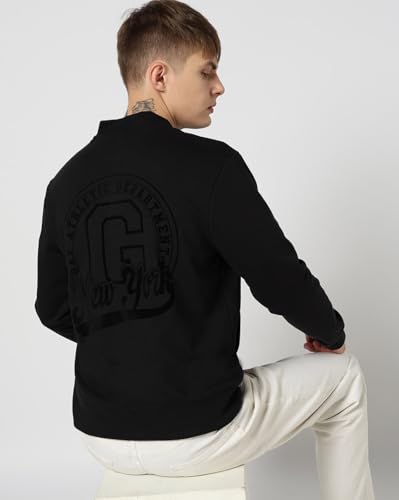 Image of Gap Men Stylised Full Sleeves Collared Cotton Blend Sweatshirt