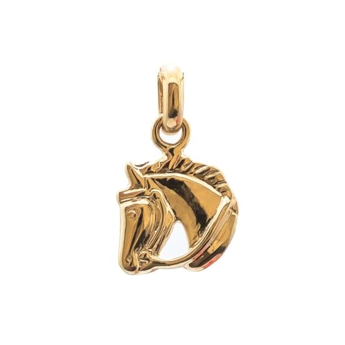ASCALIDO pendentif tête Cheval | en plaqué Or véritable | bijou pour femme enfant | vendu seul