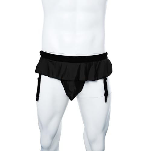 Sissy Lingerie for Men Pouch Panties Skirt for Crossdressers Underpants G-String Thongs Briefs with Garters3