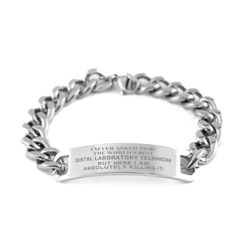 World's Best Dental Laboratory Technician Christmas Unique Gifts Cuban Chain Bracelet Engraved for Wemen Men, World's best Dental Laboratory Technician but here I am killing it! Adjustable Dental