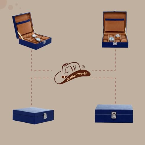 Image of Leather World Engineered Wood Watch Box Holder Organizer Case In 6 Slots Of Watches For Men And Women With Transparent Display