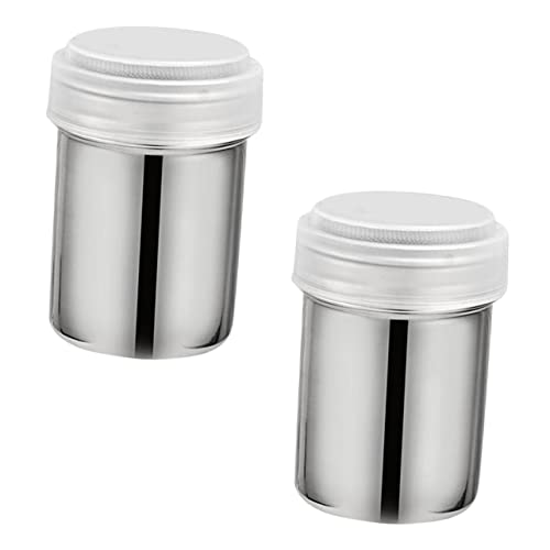 Garneck Baking Accessory Set 2pcs Stainless Steel Powder Shaker with Plastic Cover Sifter Lid for Seasoning Jar