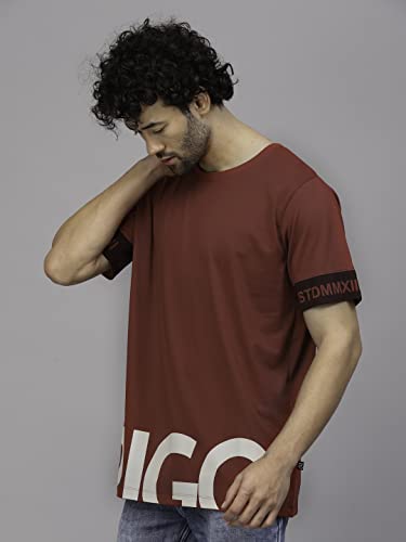 Image of Rigo Back Printed Half Sleeves Round Neck Oversized T-Shirt for Men | Drop Shoulder T-Shirt for Men | Loose Baggy Fit T-Shirt for Men