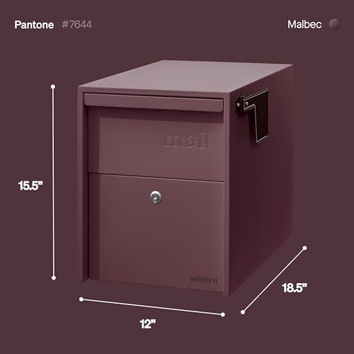 Image of Adoorn Lockable Post Mount Mailboxes for Outside - Large Anti-Theft Locking Mailbox for Packages and Letters - Weatherproof Construction - Durable Steel - 15.5 inch H x 12 inch W x 18.5 inch D - Malbec