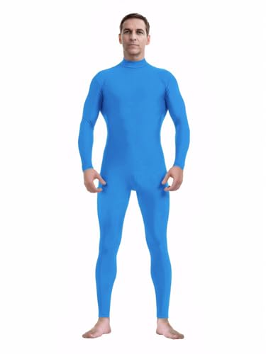 ATHX Mens and Womens Spandex Costume Bodysuit One Piece Skin Suit Jumpsuit Halloween Cosplay Stretchy Body Suit (Sky Blue XX-Large)