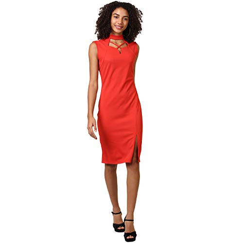 Image of Harpa Choker Neck Solid Dress