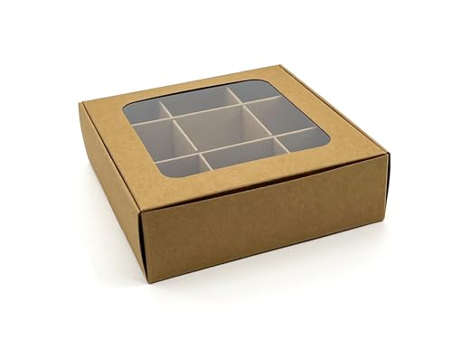GRETEL BAKING 20-Ct Kraft Treat Boxes, 5x5x1.57in, Window & Dividers