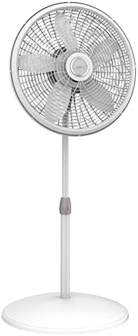 Lasko, White 1820 18″ Elegance & Performance Adjustable Pedestal Features Oscillating Movement Tilt-back Fan Head, 2.3