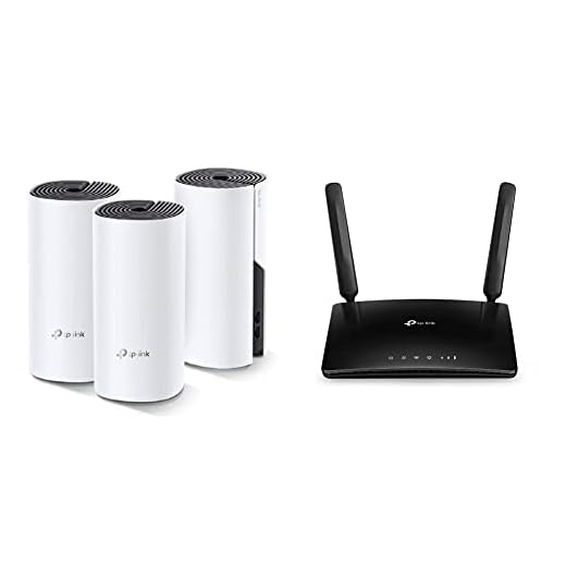 TP-Link Deco M4 Mesh WLAN Set (3er Pack), AC1200 Dual Band Router & Repeater (Reichweite bis zu 370m², 6X Gigabit Ports) weiß & TL-MR6400 WLAN Cat4 + N300 Mbps 4G LTE Router, schwarz, Version 5