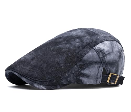Image of Quanhaigou Unisex Denim Newsboy Hats Flat Ivy Gatsby Cabbie Driving Berets Hat Cotton Dad Cap for Men Women
