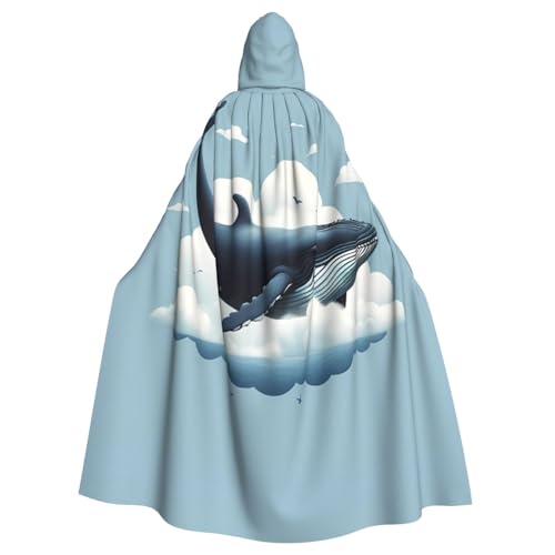 Longue cape à capuche adulte motif baleine nuage blanc idée cadeau original