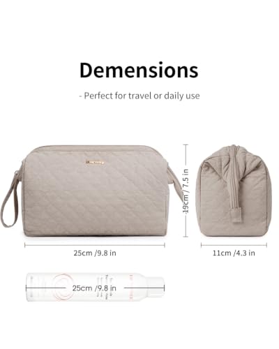 Image of Narwey Quilted Makeup Bag Travel Toiletry Bag, Nylon Cosmetic Bag for Women