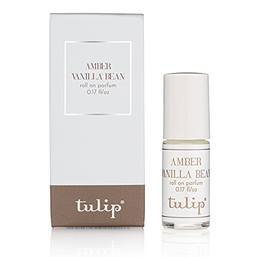 Tulip Amber Vanilla Bean Roll-On Perfume Oil – Warm Vanilla & Soft Amber Fragrance – Cozy, Clean, Vegan Perfume for Women – Travel-Friendly – 0.33 fl oz