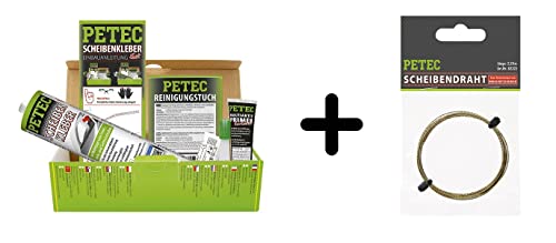 Petec Scheibenkleber Set Klebeset Einbau Windschutzscheibe Heckscheibe inkl. Petec Scheibendraht