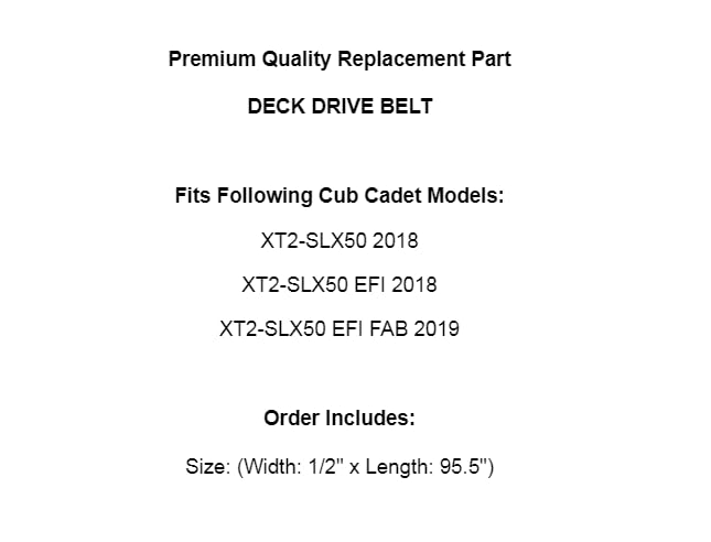 Miniatura 3 de Replacement Part OEM for Deck Drive Belt for Cub Cadet Series Lawn Tractor XT2-SLX50 EFI 2018 2019 Index-DDR965-GTF1-64859
