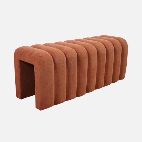 sweeek - Banco, pie de Cama contemporáneo de Tela, Ito, Naranja, 114x40x45 cm