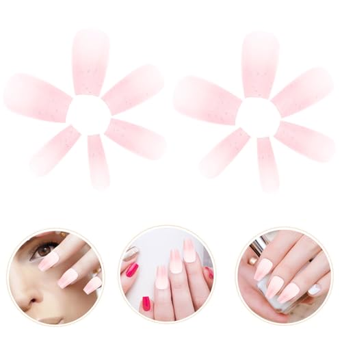 Healvian 24 Peças Unhas Falsas Cobertura Completa Unhas Francesas Caixão Unhas Falsas Prensa Acrílic