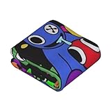 Cartoon Character Flannel Blanket, Multicolor Design with Blue Pattern, Soft Plush Throw