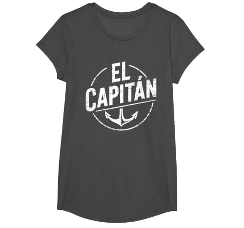 El Capitan Shirt Men Women Anchor Boat Captain Funny Boating T-Shirt, Girls, Dark Heather Grey, X-Small
