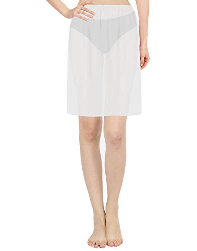 Half Slip Skirt Semi Chiffon Underskirt Adjustable Waist Mini Half Dress Liner For Women (Xx Large - 24" Inch Length) #TOP6