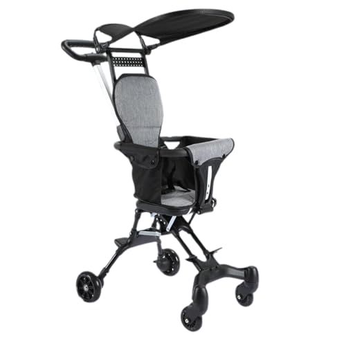 JIEBWCHA Cochecito plegable, Cochecito de bebé con paraguas, cochecitos ligeros y compactos, cochecito deportivo plegable Asiento giratorio de dos vías, adecuado para viajes diarios al aire libre, 52