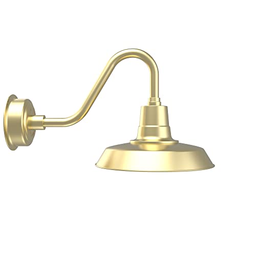 Cocoweb 14" Vintage Gooseneck Barn Light with Vintage Arm in Brass