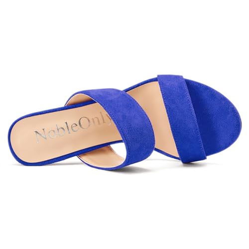 Image of NobleOnly Womens Round Open Toe Heeled Sandals Two Strap Stiletto High Heel Sandals Backless Dress Slip-on Mules Sandals 3.9 Inches Heels
