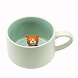 NOSCOMP 3D Animal Cup Coffee Mug Comes With A Cute Inside Creative Morning Mug Animal Cup For Hot And Cold Tea Milk Coffee Perfect For Kids Decorations Best Office Cup (Cat) (Ceramic), 400 ML