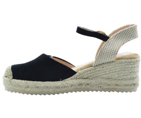 Benavente – Cuñas Mujer Esparto Abril Rojo | Alpargatas Cuña Mujer Media 4 Cuerdas Con Hebilla Al Tobillo | Plantilla Memory Foam Y Gel | Punta Cerrada Y Talón Destalonado