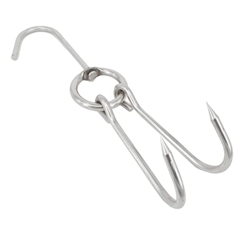 SECFOU Crochets à Viande Doubles en Acier Inoxydable 6Pcs Antirouille Outil de Rôtissage pour Bouchers et Chasseurs Séchage et Fumage des Viandes